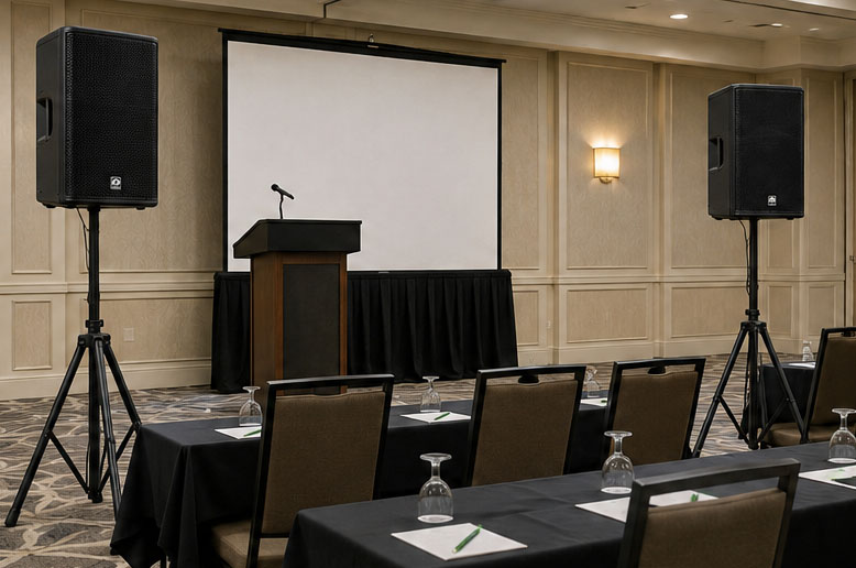 Speaker Rentals event setup